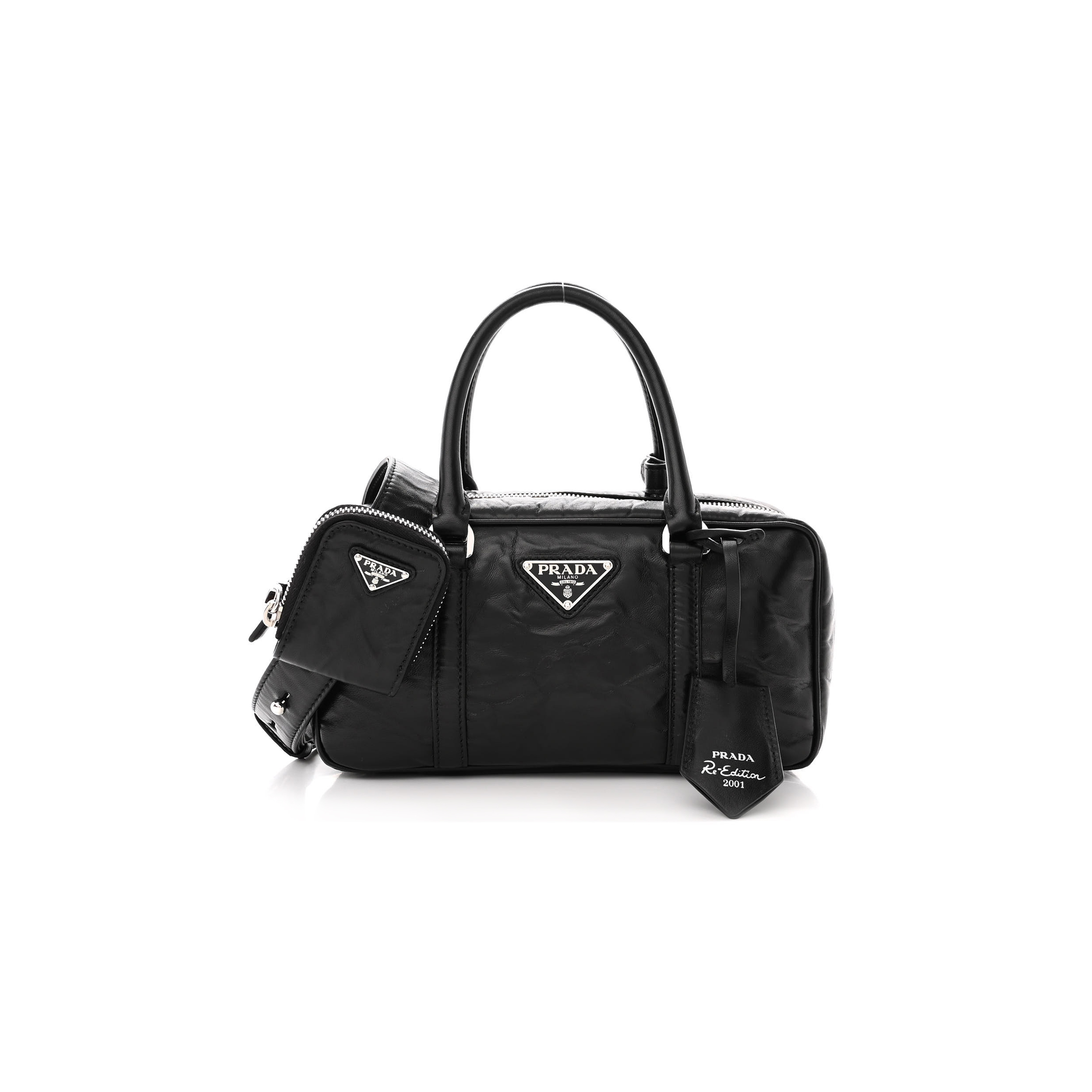 Pra*a nappa antique small re-edition 2001 two handle crossbody bag 1bb098 (24*13*7.5cm)